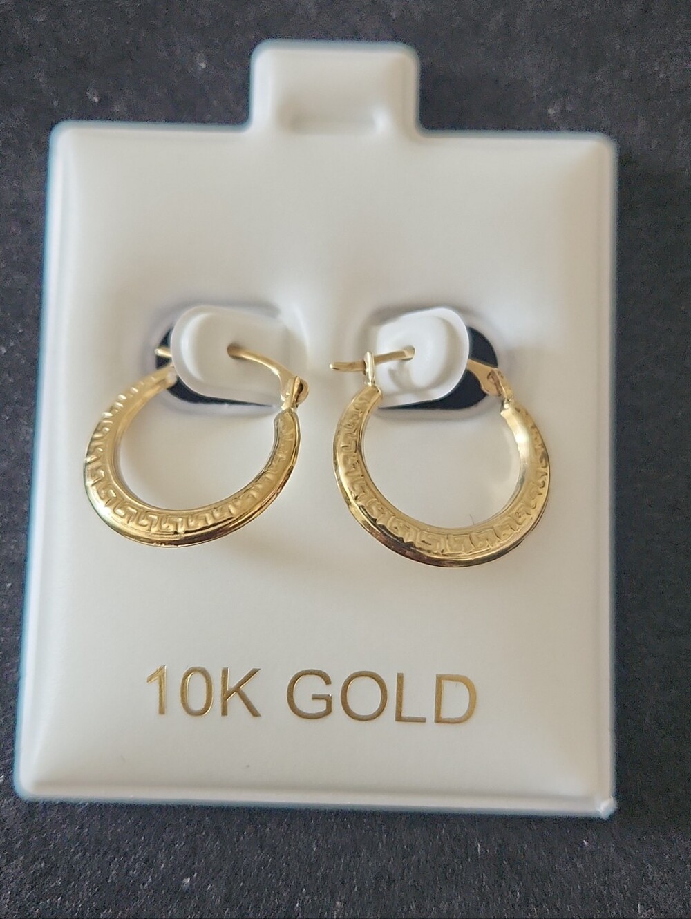 10K Gold Small Engraved Hoop Earrings - Gold
